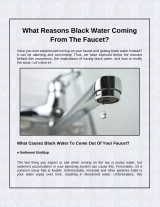 What Reasons Is Black Water Coming From The Faucet?