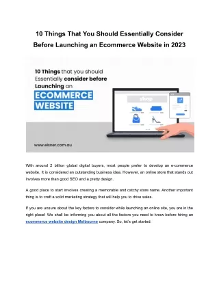 10 things that you should essentially consider