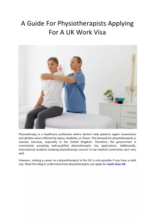 a guide for physiotherapists applying