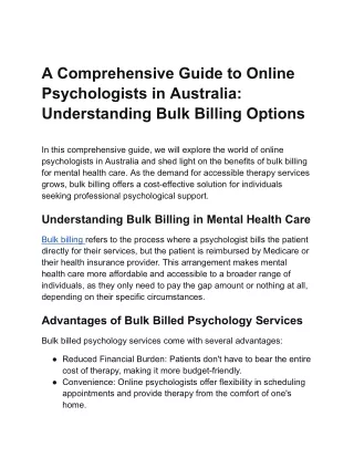 A Comprehensive Guide to Online Psychologists in Australia_ Understanding Bulk Billing Options