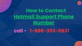 How to Contact Hotmail Support Phone Number