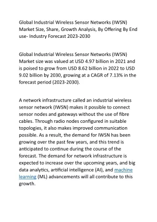 global industrial wireless sensor networks iwsn