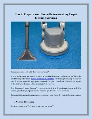 How to Prepare Your Home Before Availing Carpet Cleaning Services