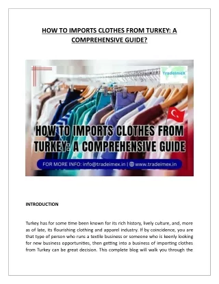 HOW TO IMPORTS CLOTHES FROM TURKEY A COMPREHENSIVE GUIDE?