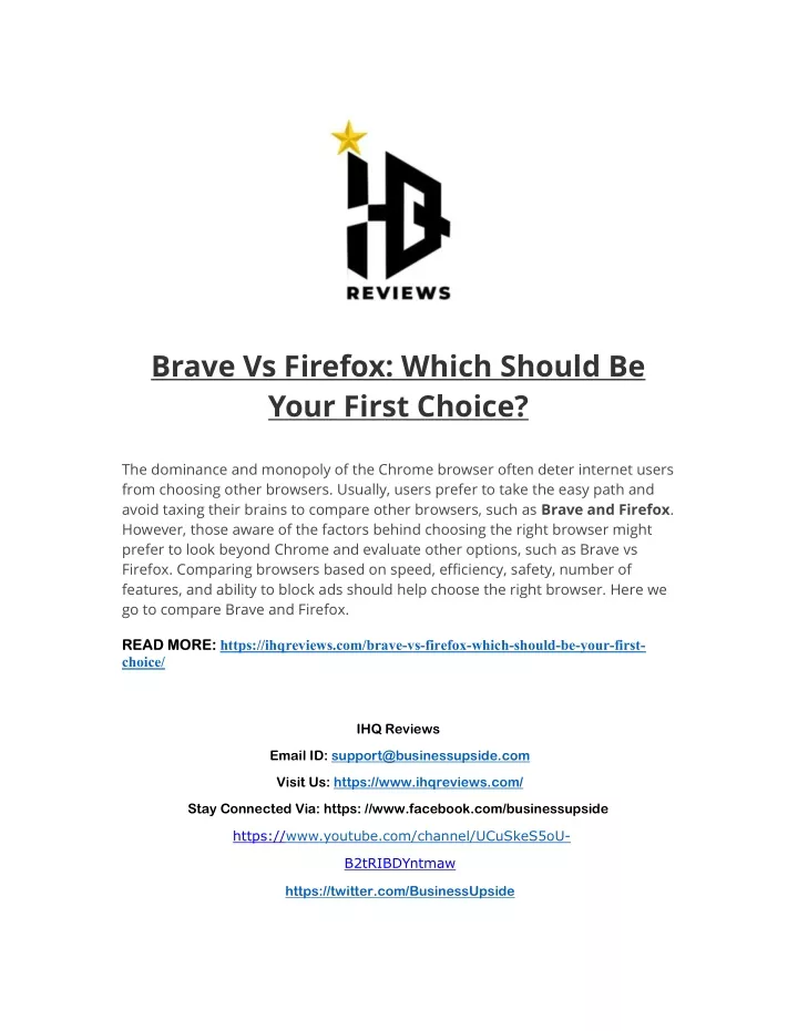 brave vs firefox which should be your first choice