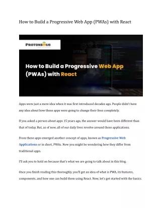 how to build a progressive web app pwas with react