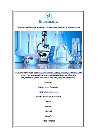 Laboratory Information Systems For Precision Medicine | Silabmed.com