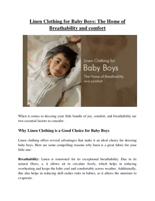Linen Clothing for Baby Boys The Home of Breathability & Comfort