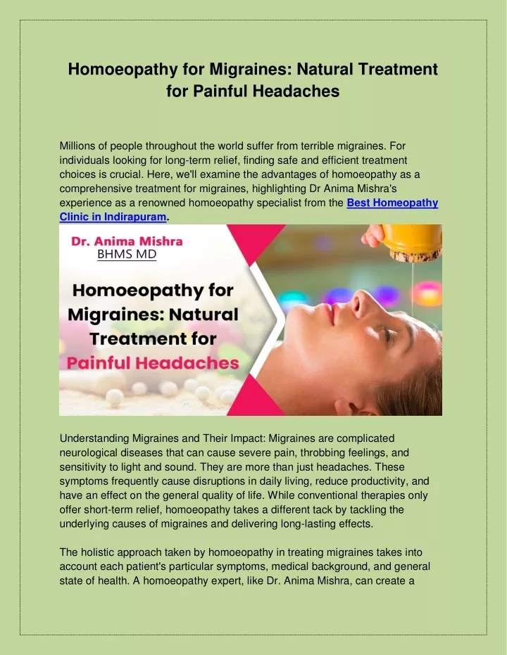 homoeopathy for migraines natural treatment