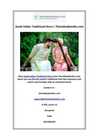South Indian Traditional Dress | Theindianfamilies.com