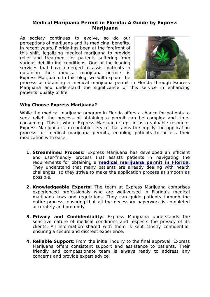 medical marijuana permit in florida a guide