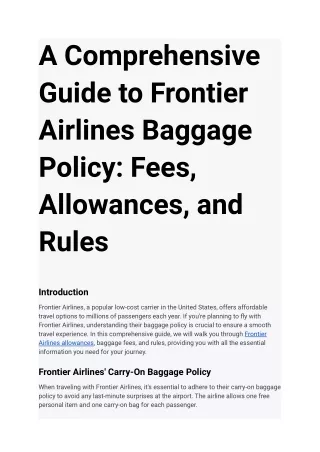 A Comprehensive Guide to Frontier Airlines Baggage Policy_ Fees, Allowances, and Rules