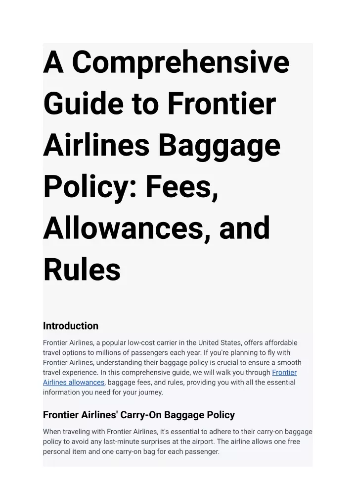 a comprehensive guide to frontier airlines