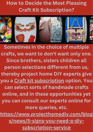 How to Decide the Most Pleasing Craft Kit Subscription