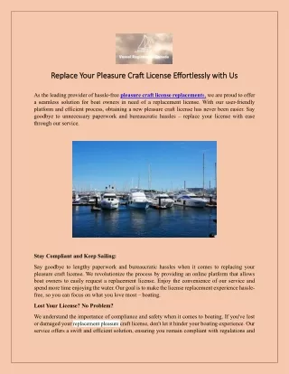 Replace Your Pleasure Craft License Effortlessly with Us