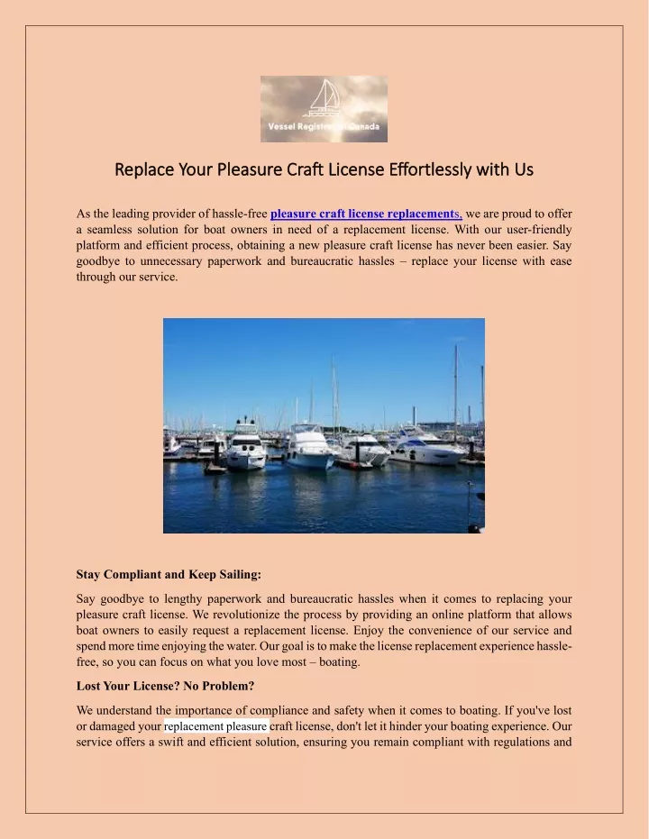 replace your pleasure craft license effortlessly
