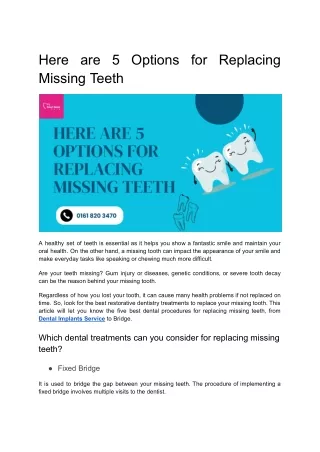 here are 5 options for replacing missing teeth