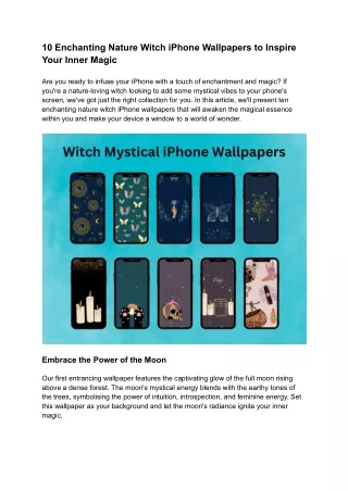 Enchanting Nature Witch iPhone Wallpapers to Inspire Your Inner Magic - 10 Encha