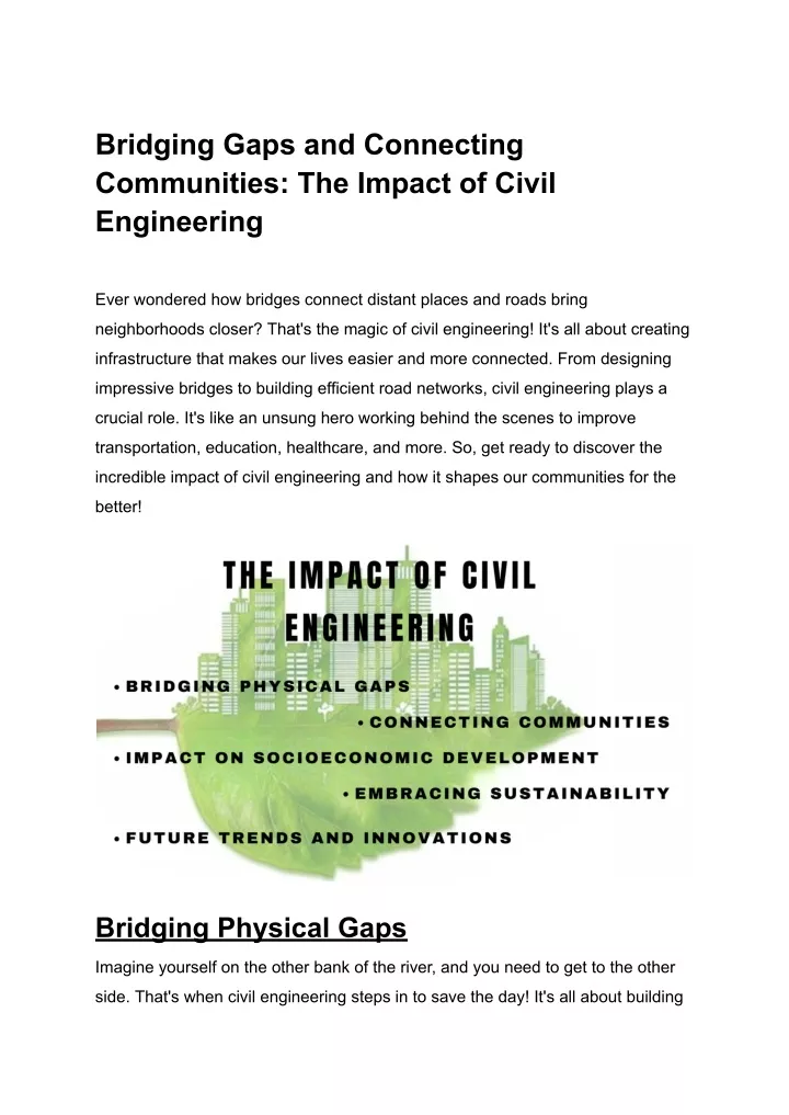 bridging gaps and connecting communities
