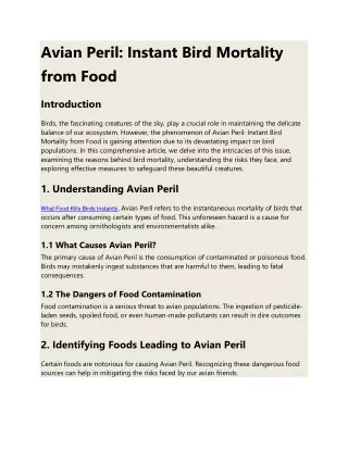 Instant Bird Mortality from Food
