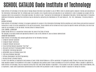 SCHOOL CATALOG Dade Institute of Technology