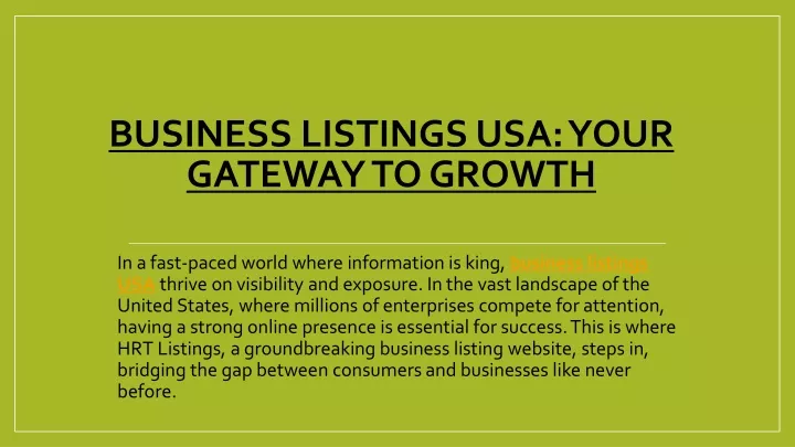 business listings usa your gateway to growth