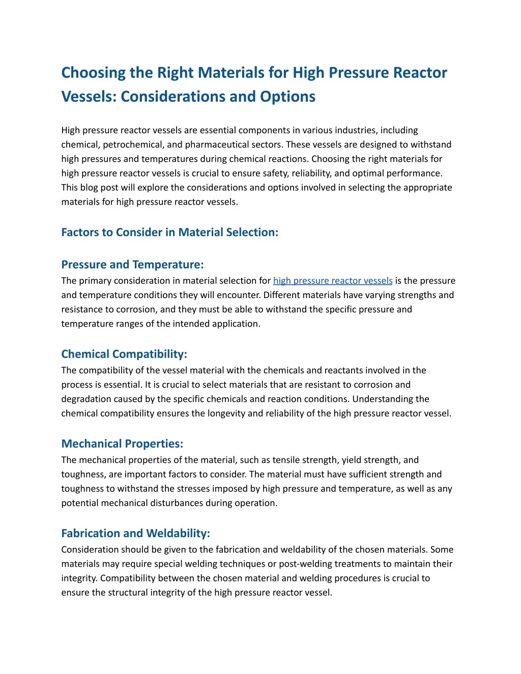 PPT - Choosing the Right Materials for High Pressure Reactor Vessels ...