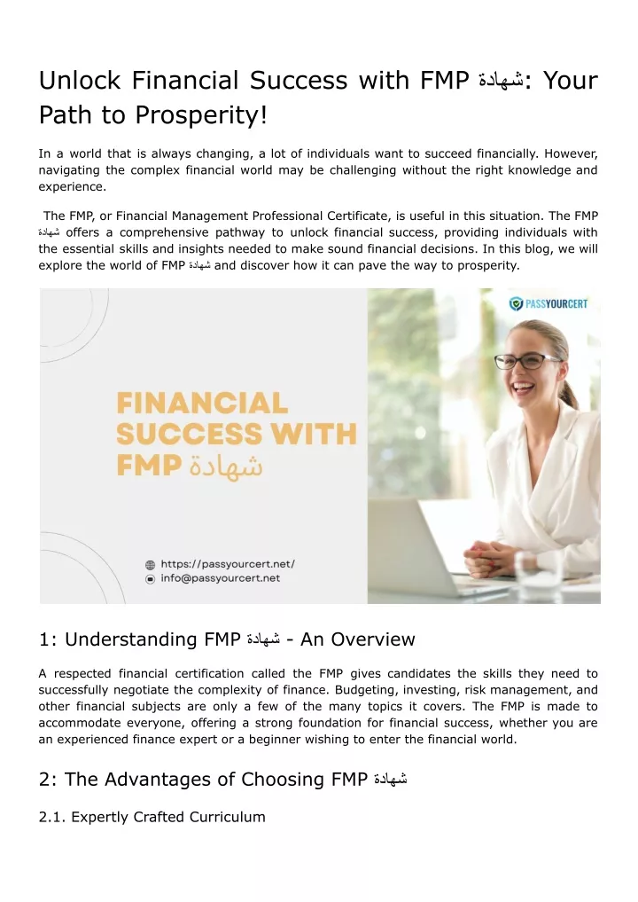 unlock financial success with fmp your path