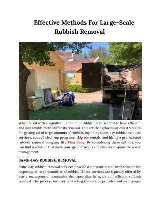 Effective Methods For Large-Scale Rubbish Removal
