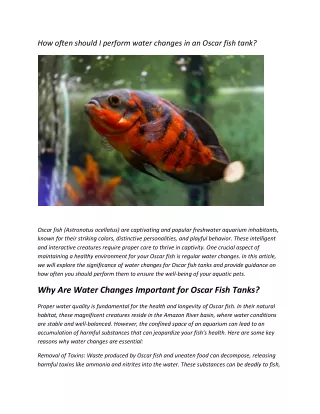 How often should I perform water changes in an Oscar fish tank?