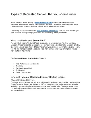 types of dedicated server uae you should know