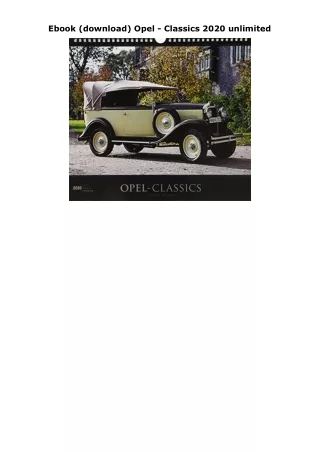 Ebook (download) Opel - Classics 2020 unlimited