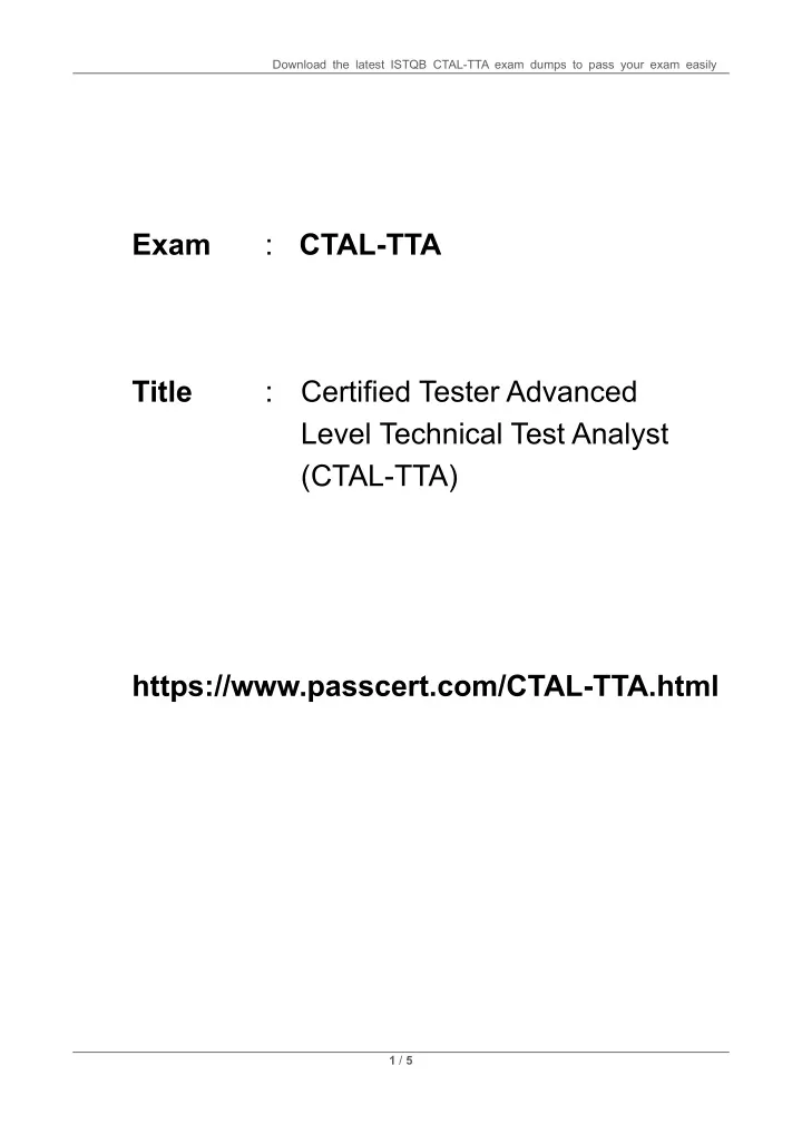 download the latest istqb ctal tta exam dumps
