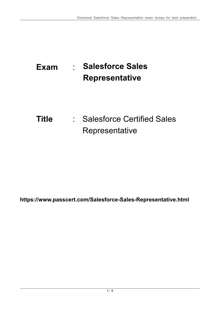 download salesforce sales representative exam