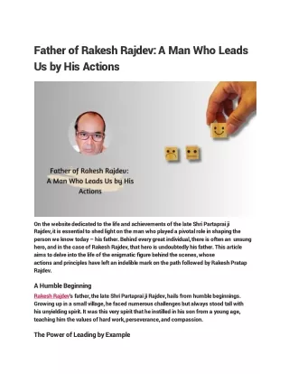 Father of Rakesh Rajdev_ A Man Who Leads Us by His Actions