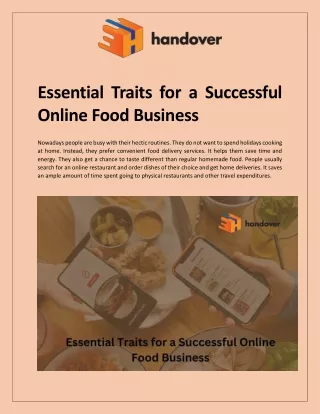 Essential Traits for a Successful Online Food - handover