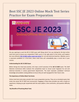 best ssc je 2023 online mock test series practice
