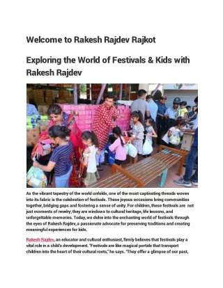 Exploring the World of Festivals & Kids with Rakesh Rajdev