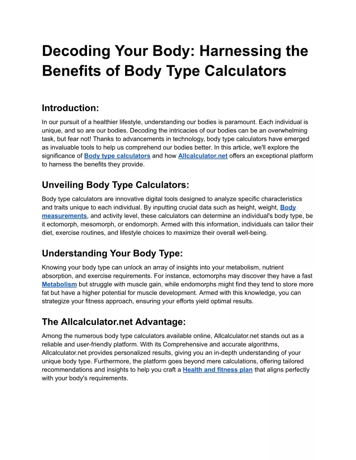 decoding your body harnessing the benefits