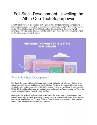 full stack development unveiling