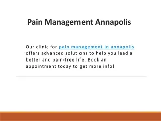 Pain Management Annapolis