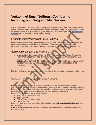 Set up Verizon email settings