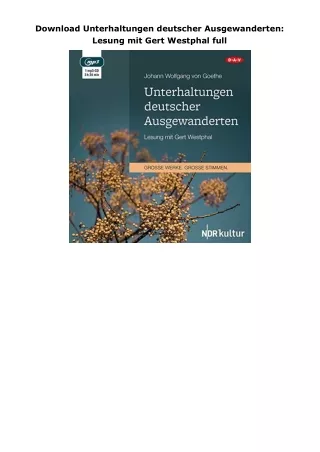 Download Unterhaltungen deutscher Ausgewanderten: Lesung mit Gert Westphal full