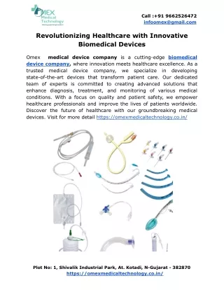 Revolutionizing Healthcare with Innovative Biomedical Devices