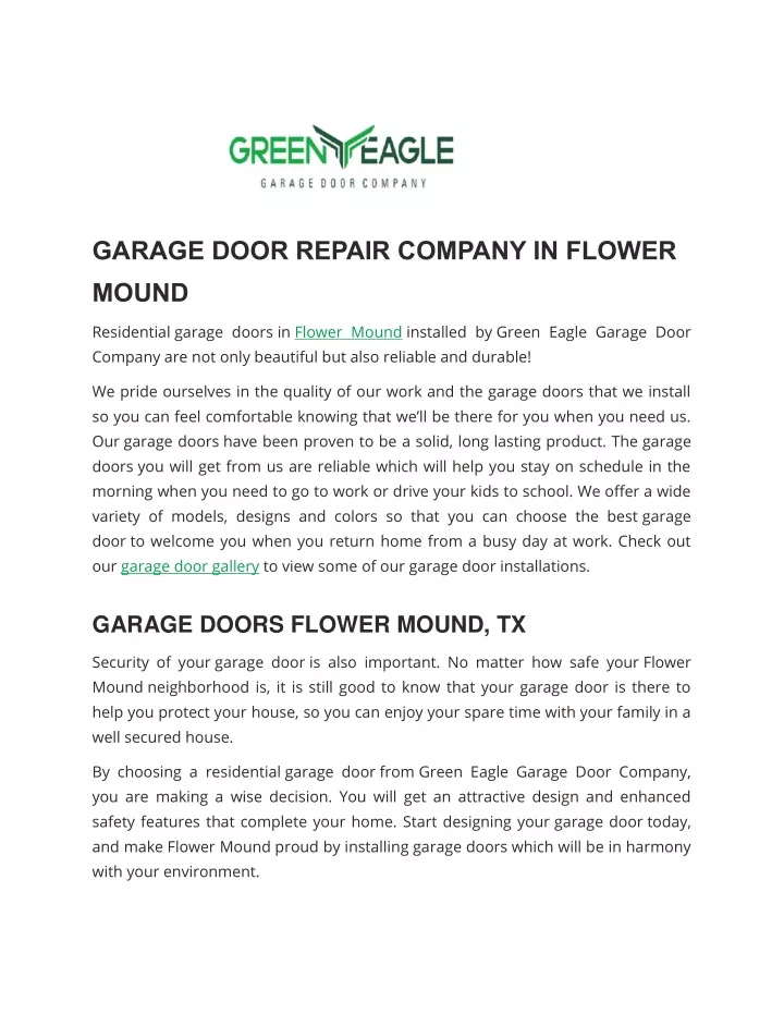 garage door repair company in flower mound