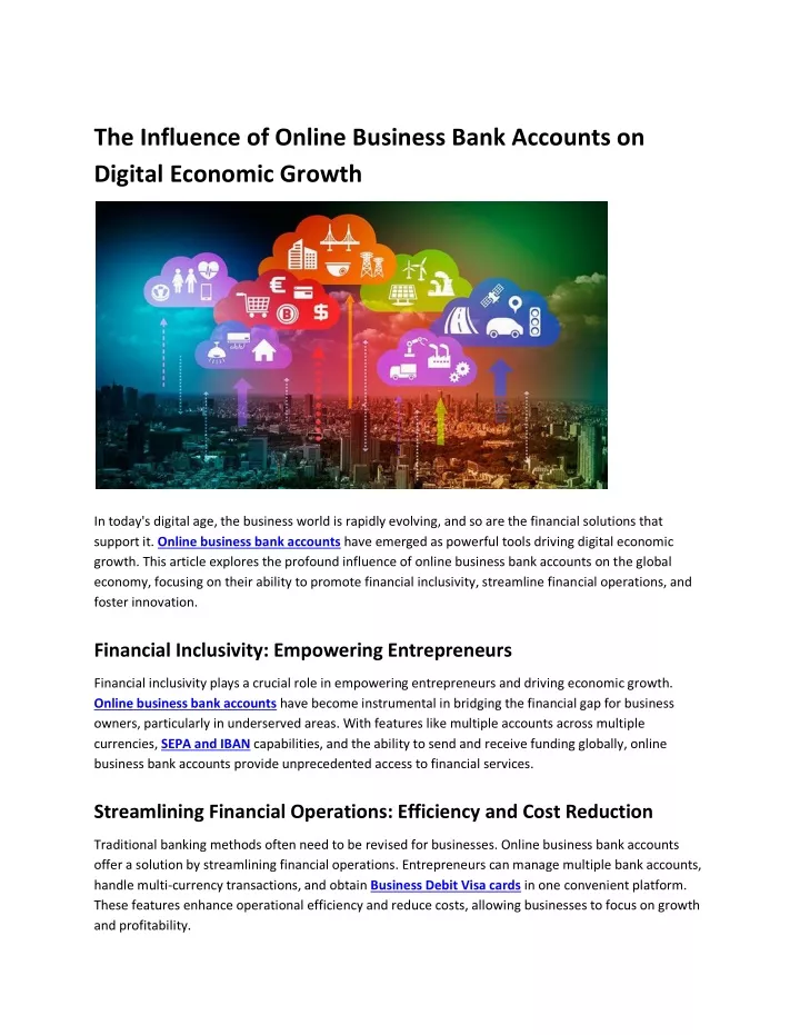 the influence of online business bank accounts