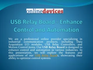 USB Relay Board - Enhance Control and Automation