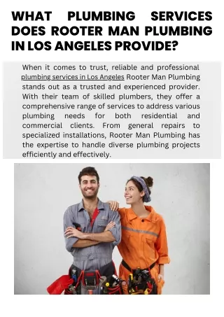 What Plumbing Services Does Rooter Man Plumbing in Los Angeles Provide