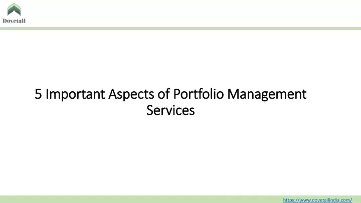 5 important aspects of portfolio management services