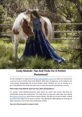 Cindy Moleski Tips And Tricks For A Perfect Photoshoot!